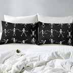Erosebridal Sugar Skull Comforter Set Full Size Skeleton Bones Bedding Set for Kids Boys Girls Teens Adult Halloween Horror Theme Down Comforter Gothic Spooky Duvet Sets with 2 Pillow Cases