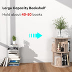 Nidouillet Small Rotating Bookshelf, 2 Tier Revolving Bookcase 360° Display Round Bookshelf Narrow Swivel Corner Book Shelf Standing Bookcase Adult Bedroom