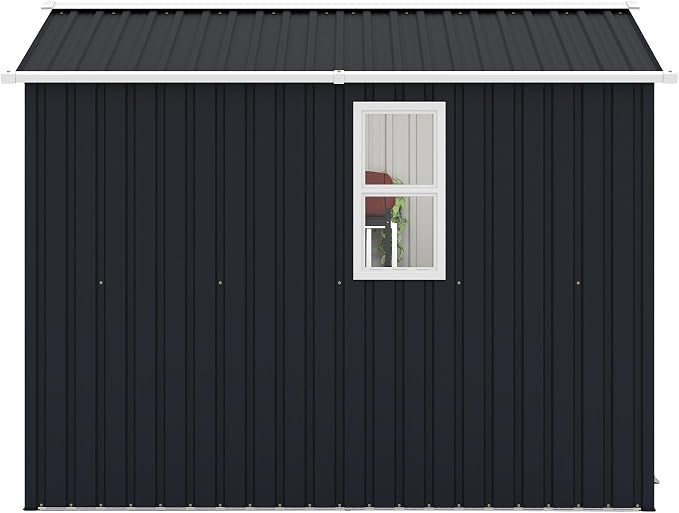 YOPTO 8x6 FT Outdoor Storage Shed, Metal Tool Shed with Window, Lockable Doors & Air Vents, for Backyard Garden Patio,Lawn,Dark Gray