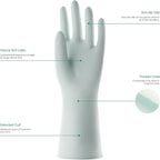 COOLJOB Large Household Rubber Gloves with Cotton Liner & Non-slip Grip, Waterproof Long Lasting Dishwashing Gloves for Kitchen & Bathroom Cleaning, Mint Green, 1 Pair