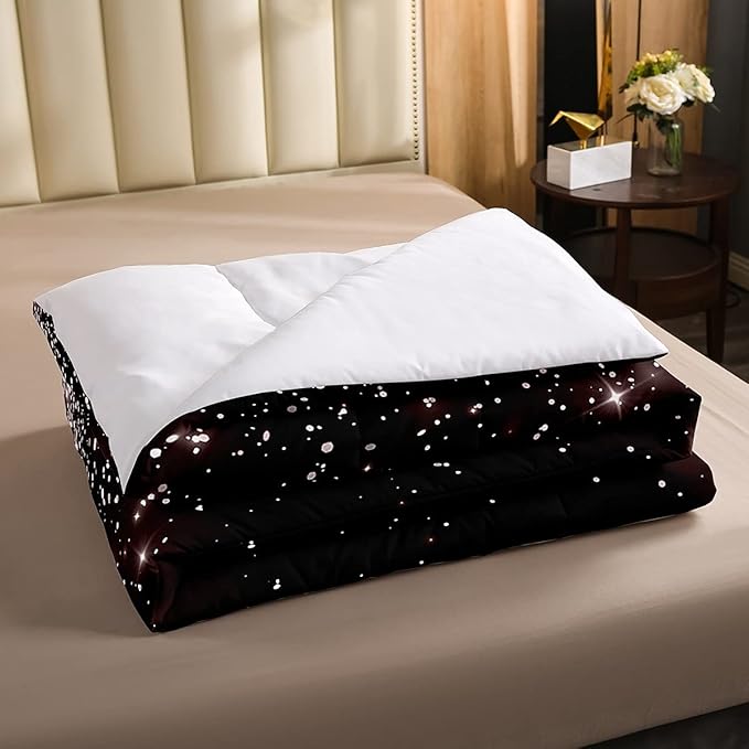 Erosebridal Eiffel Tower Comforter Set King Size, Paris France Duvet Sets for Kids Teens Adult Women Bedroom Decor Starry Sky Bling Bedding Set City Building Quilted Duvet with 2 Pillow Cases