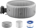 VEVOR Inflatable Hot Tub, 2 to 4 Person Capacity, 70.9 x 26 in Round Portable Outdoor Spa, with 110 Soothing Jets, Filter, Cover and Mat, Multi-Function Control Panel, PVC Outdoor Hot Tub, Grey