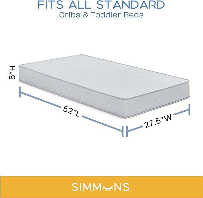 Delta Children Cassie 4-in-1 Convertible Crib with Underdrawer, Lilac + Simmons Kids Silver Nights Dual Sided 2-Stage Baby Crib Mattress (Bundle)