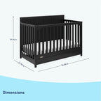 Graco Hadley 5-in-1 Convertible Crib with Drawer (Black) – Combo, Includes Full-Size Nursery Storage, Converts from Baby Crib to Toddler Bed, Daybed
