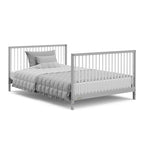 Graco Teddi 5-in-1 Convertible Crib with Drawer (Pebble Gray with White) – GREENGUARD Gold Certified, Crib with Drawer Combo, Full-Size Nursery Storage Drawer, Converts to Toddler Bed