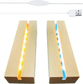 2Pack 6" Wood Rectangle Display Pedestal,Wooden Rectangle Colorful Lights Display Base for Acrylic and Plexiglass,Wood Night LED Light Lamp Base