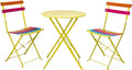 Alpine Corporation MSY114A Rainbow Metal Bistro Set w Two, Table: 24" L x 24" W x 28" H Chair: 16" L 18" W x 32" H