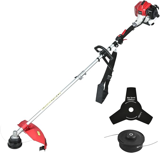 PowerSmart 25.4cc Gas Weed Wacker, String Trimmer/Edger 16-Inch with 10-Inch Brush Cutter for Grass Cutting