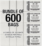 Aluf Plastics High Density Trash Bags, 60 Gallon, 600 Count, 22 Micron (eq), 38" x 60", Black, for Bathroom, Office, Industrial, Commercial, Janitorial, Municipal, Recycling