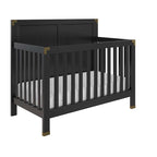 Baby Relax Miles 5-in-1 Convertible Crib, Solid Pine Wood, Black