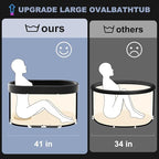 CalmMax Oval Ice Bath Tub with Cover for Athletes XL Portable Cold Plunge Tub - 130 Gal Capacity for Cold Water Therapy Ice Baths at Home Outdoor Gym 41IN