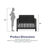Baby Relax Miles 5-in-1 Convertible Crib, Solid Pine Wood, Black