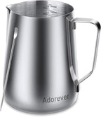 Milk Frothing Pitcher, 50oz Steaming Pitcher Stainless Steel Espresso Machine Accessories for Coffee Bar, Cappuccino Barista Tools Milk Jug Steamer Frother Cup with Decorating Latte Art Pen