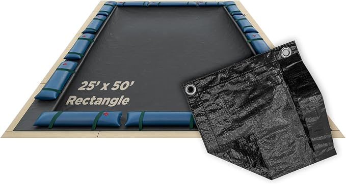 Buffalo Blizzard Economy 25 ft x 50 ft Rectangular Winter Pool Cover | Black/Blue | Closing Inground Swimming Pools | Easy to Install | Heavy Duty, Cold & UV Resistant | Shields from Seasonal Debris
