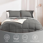 Basic Beyond King Size Comforter Set - Fluffy King Bed Comforter Set for All Seasons - Reversible Dark Grey Comforter Set - 3 Pieces (1 Comforter + 2 Pillow Shams) - Dark Gray/Grey