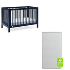 babyGap by Delta Children Charlie 6-in-1 Convertible Crib TrueSleep Crib and Toddler Mattress (Bundle), Navy