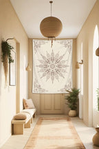 FORATER Floral Bohemian Tapestry, Flower Aesthetic Tapestry Indian Wall Hanging Boho Tapestries Mandala Room Decor for Bedroom Living Room Dorm (Flaxen, 61L x 53W)