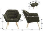 Modern Sherpa Accent Chair with Ottoman Set of 2, Fluffy Upholstered Lounge Chair with Footrest, Comfy Living Room Side Boucle Armchair for Small Space Bedroom, Green