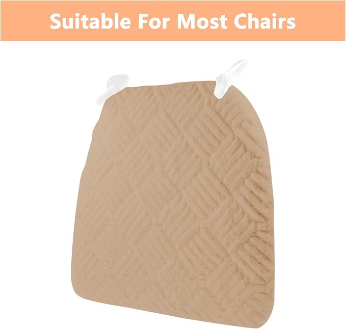 Plush Chair Cushion, Oval Chair Cushion Pad,Ultra Soft Nonslip Seat Pad,Comfortable Chair Cushion Cover,2PCS Memory Foam Chair Seat Cushion for Home Office Kitchen Dining Chairs Coffee