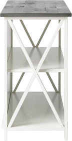 Walker Edison Solid Wood Farmhouse Storage Console, 52 Inch, White/Grey Wash