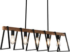 Rustic Wood Chandeliers Farmhouse 5 Light Dining Room Light Fixtures Mid Century Modern Black Linear Chandelier Industrial Kitchen Island Rectangle Pendant Light