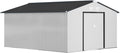Outsunny 11' x 13' Outdoor Storage Shed, Garden Tool Metal Shed with Foundation Kit, Double Lockable Door, Air Vents and Sloping Roof, for Backyard, Patio, Lawn, White