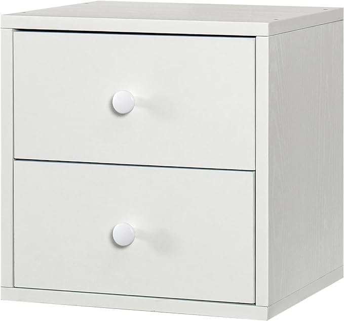 Magic DIY Cube Storage Organizer Stackable Cubes For Home Books Clothes Toy -Modular Cubby Storage System -Office Cubical -Bookcase Closet (Pure white-washed, Drawer Cube)