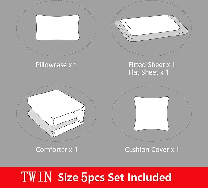 5 Pieces Gamer Bedding Set for Boys Gaming Comforter Twin Size, Game Controller Comforter for Teen 3D Gamepad Microfiber 5 Piece Bed in A Bag Kids Bedding Sets with Sheets,DJT H5030 Twin