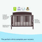 Graco Benton 5-in-1 Convertible Crib (Espresso) – GREENGUARD Gold Certified, Converts from Baby Crib to Toddler Bed, Daybed and Full-Size Bed, Fits Standard Full-Size Crib Mattress