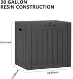 EasyUp 30 Gallon Outdoor Storage Box Waterproof, UV Resistant Outdoor Deck Box, Resin Lockable Deck Boxes for Garden Tools Equipment and Cushions (Striped Black)