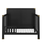Baby Relax Miles 5-in-1 Convertible Crib, Solid Pine Wood, Black