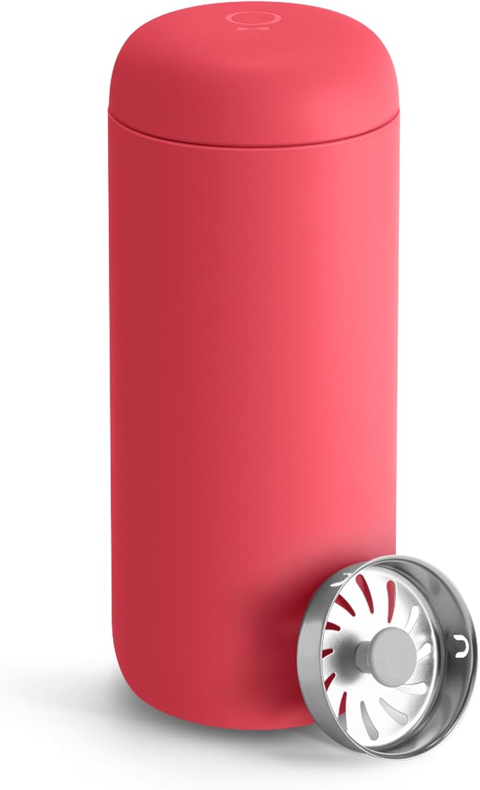 Fellow Carter Move Ceramic Lined Travel Coffee Mug 16 oz - Leak-Proof Lid | No Metallic Taste, Dishwasher Safe, Hot 12Hr Cold 24Hr, Stainless Steel Tumbler, BPA-Free, Fits Cup Holders, Coral Crush