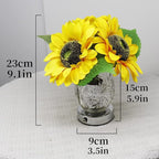 Sunflower Lamp Artificial LED Sunflower Flowers with Glass Vase Table Lamp Night Light for Home Office Decor House Decorations Gift Idea - Rechargeable (3Sunflower)