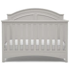 Delta Children Perry 6-in-1 Convertible Crib - Greenguard Gold Certified, Moonstruck Grey + Simmons Kids Radiant Sky Dual Sided Baby Crib Mattress and Toddler Mattress (Bundle)