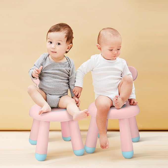 Layhit Plastic Toddler Chair for Boys and Girls Toddler Beach Chair 11.8 x 20 Inch Flower Kids Chairs for Table Beach Lawn Indoor Outdoor Playroom Nursery School Home Use(Pink)