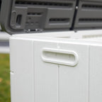 100 GAL Resin Deck Box - Lockable Waterproof Outdoor Storage Bench for Patio Cushions, Garden Tools & Pool Accessories - Wood-Look Texture, White