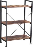 BEWISHOME 3 Tier Bookshelf, Rustic Small Book Shelf for Small Spaces, Brown Wooden Shelves for Bedroom Living Room and Home Office, 13.58" D x 24.21" W x 37" H, JCJ32Z