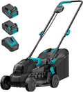 Electric Lawn Mower with Brushless Motor, 20V 13.2 inch Cordless Lawn Mower with 5-Position Cutting Height Adjustment, 2x4.0Ah Battery and Charger Included