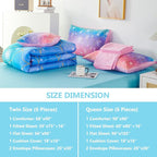 PERFEMET Mermaid Comforter Set for Girls 6 Pieces Rainbow Glitter Twin Size Kids Bedding Set Purple Pink Ombre Mermaid Scale Print Bed in A Bag Comforter Set with Sheets