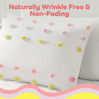 Mi Zone Kids Twin Duvet Cover Set, Fun and Adorable Multi-Color Clipped Jacquard Pompom Bedding, All Seasons Soft Microfiber Cozy & Breathable Duvet Cover, Sham, Cora, Twin Pink Multi 2 Piece