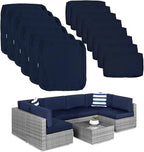 ClawsCover 14Pack Outdoor Patio Seat and Back Cushions Replacement Covers Fit for 7Pieces 6-Seater Wicker Rattan Sectional Couch Chair Furniture Set,Navy-Include Cover Only (Large)