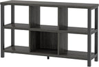 FOLUBAN 6 Cube Storage Organizer with Shelf, Wood and Metal Cubby Bookcase, Industrial Low Horizontal Bookshelf (Dark Grey, 47 Inch)