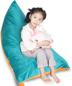 Stuffed Animal Storage Bean Bag Chair Cover, Velvet Turquoise Orange Plush Toy Storage Stuff and Sit Seat for Kids/Teens/Adults, 52" x 31" Extra Large Triangle Sofa, 200L/52Gal, Cover Only