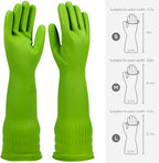 Dishwashing gloves 2 Pairs for kitchen,Rubber cleaning gloves,Long dish gloves reuseable.
