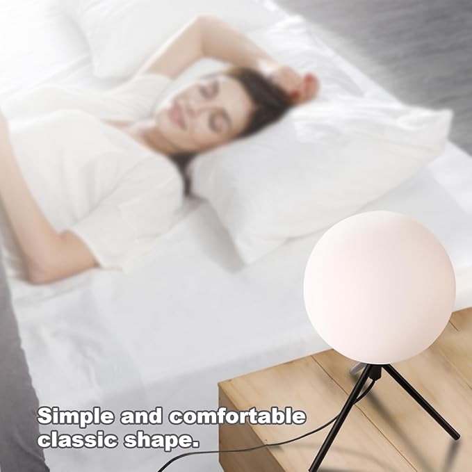 Mid Century Modern Table Lamp Black Glass Globe Desk Lamp Reading Lamp Vintage Plug in Table Desk Lamp for Bedroom Office Library Study Room (Black)