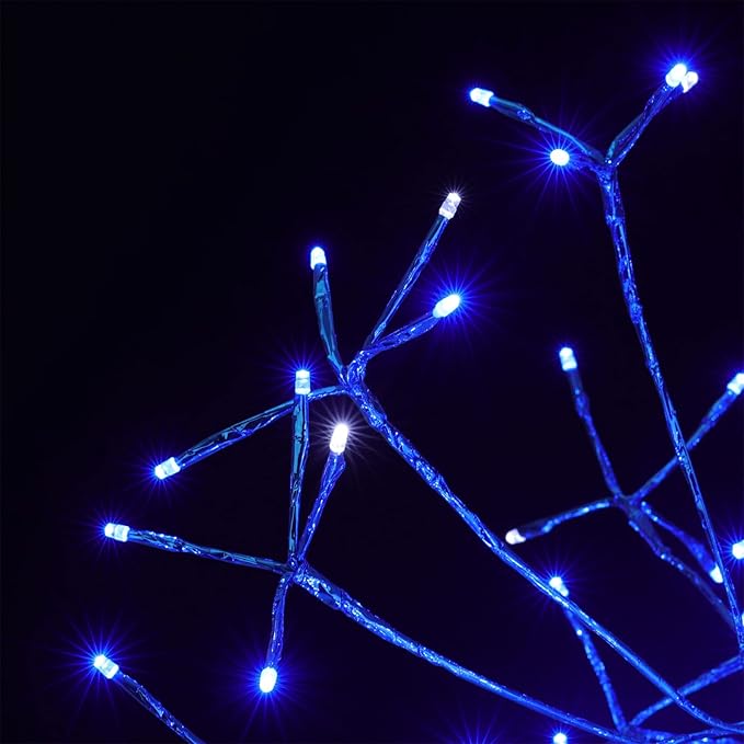 Christmas led Sparkle Ball Hanging Outdoor décorations -Haning Twig Ball,Snowflake Ornament Lights Indoor Outdoor Festive Holiday Décor 24Inch (Blue)