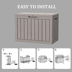 45 Gallon Waterproof Deck Box, Lockable Resin Storage Box for Patio Furniture Cushions Garden Tools and Outdoor Delivery Storage, Coffee