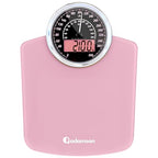 Hybrid Bathroom Scale - Analog & Digital Display, Accurate to 400 lbs | See weight on both an analog dial and digital LCD at once. Wide glass platform, accurate to 0.2 lbs, batteries included.