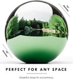 10 Inch Stainless Steel Gazing Globe,v2croft Hollow Ball Mirrored Surface Polished Shiny Sphere,Garden Stainless Steel Gazing Ball for Outdoor Lawn Pond Yard Ornament(Green)