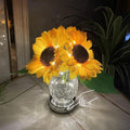 Sunflower Lamp Artificial LED Sunflower Flowers with Glass Vase Table Lamp Night Light for Home Office Decor House Decorations Gift Idea - Rechargeable (3Sunflower)